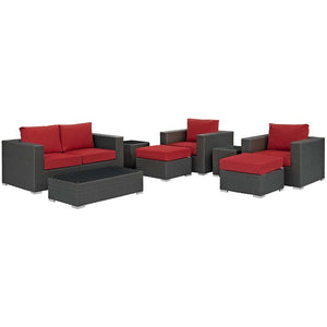 EEI-1880-CHC-RED-SET Outdoor/Patio Furniture/Outdoor Sofas