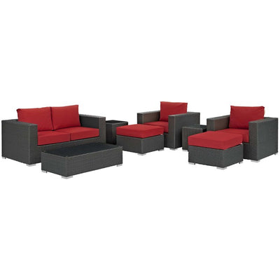 Product Image: EEI-1880-CHC-RED-SET Outdoor/Patio Furniture/Outdoor Sofas