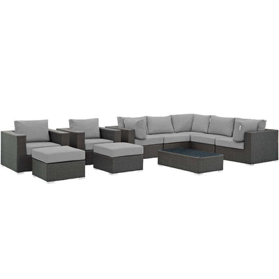 Product Image: EEI-1888-CHC-GRY-SET Outdoor/Patio Furniture/Outdoor Sofas