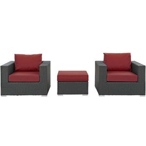 EEI-1891-CHC-RED-SET Outdoor/Patio Furniture/Patio Conversation Sets