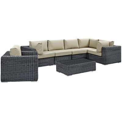 Product Image: EEI-1892-GRY-BEI-SET Outdoor/Patio Furniture/Outdoor Sofas