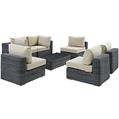 Product Image: EEI-1897-GRY-BEI-SET Outdoor/Patio Furniture/Outdoor Sofas