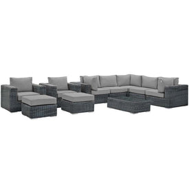 Summon Ten-Piece Outdoor Patio Sunbrella Sectional Set