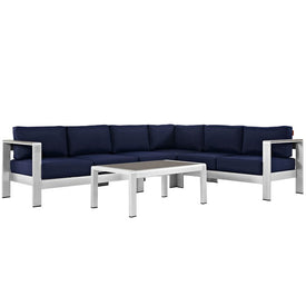 Shore Five-Piece Outdoor Patio Aluminum Sectional Sofa Set