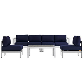 Shore Five-Piece Outdoor Patio Aluminum Sectional Sofa Set