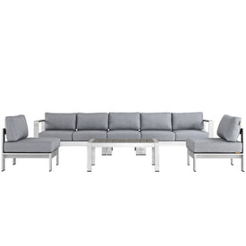 Shore Six-Piece Outdoor Patio Aluminum Sectional Sofa Set