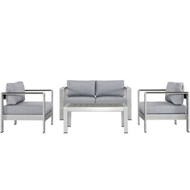 Shore Four-Piece Outdoor Patio Aluminum Sectional Sofa Set