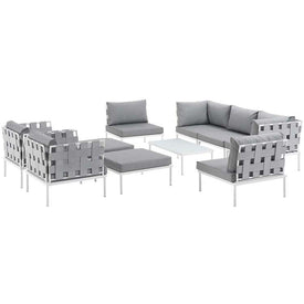 Harmony Ten-Piece Outdoor Patio Aluminum Sectional Sofa Set