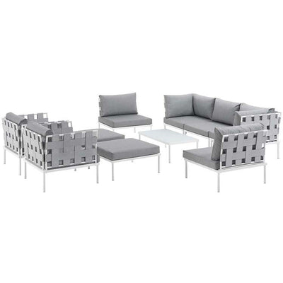 Product Image: EEI-2616-WHI-GRY-SET Outdoor/Patio Furniture/Outdoor Sofas