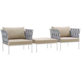 Harmony Three-Piece Outdoor Patio Aluminum Sectional Sofa Set