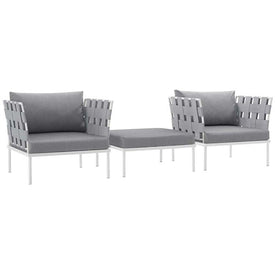 Harmony Three-Piece Outdoor Patio Aluminum Sectional Sofa Set