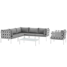 Harmony Seven-Piece Outdoor Patio Aluminum Sectional Sofa Set