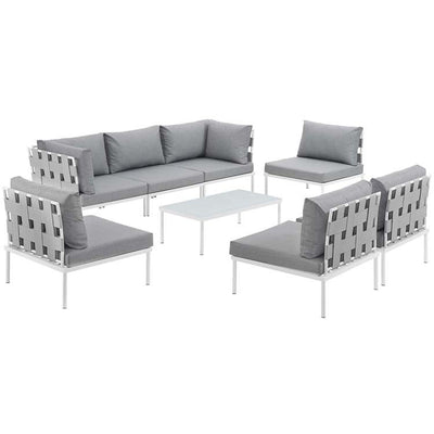 Product Image: EEI-2625-WHI-GRY-SET Outdoor/Patio Furniture/Outdoor Sofas