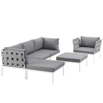 Product Image: EEI-2626-WHI-GRY-SET Outdoor/Patio Furniture/Outdoor Sofas