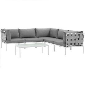 Harmony Six-Piece Outdoor Patio Aluminum Sectional Sofa Set