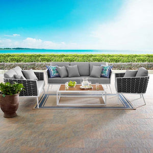 EEI-3161-WHI-GRY-SET Outdoor/Patio Furniture/Outdoor Sofas