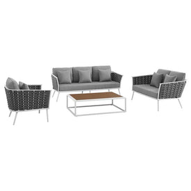 Stance Four-Piece Outdoor Patio Aluminum Sectional Sofa Set