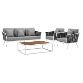 Stance Four-Piece Outdoor Patio Aluminum Sectional Sofa Set