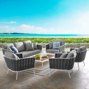 EEI-3168-WHI-GRY-SET Outdoor/Patio Furniture/Outdoor Sofas