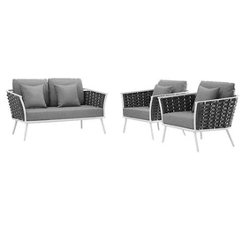 Stance Three-Piece Outdoor Patio Aluminum Sectional Sofa Set