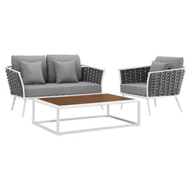 Stance Three-Piece Outdoor Patio Aluminum Sectional Sofa Set