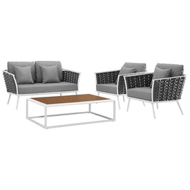 Stance Four-Piece Outdoor Patio Aluminum Sectional Sofa Set