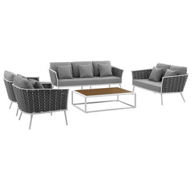 Stance Five-Piece Outdoor Patio Aluminum Sectional Sofa Set