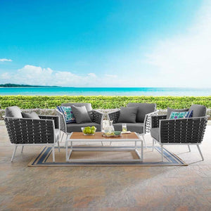 EEI-3321-WHI-GRY-SET Outdoor/Patio Furniture/Patio Conversation Sets