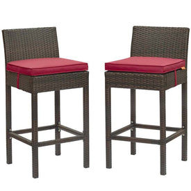 Conduit Outdoor Patio Wicker Rattan Bar Stools with Cushions Set of 5