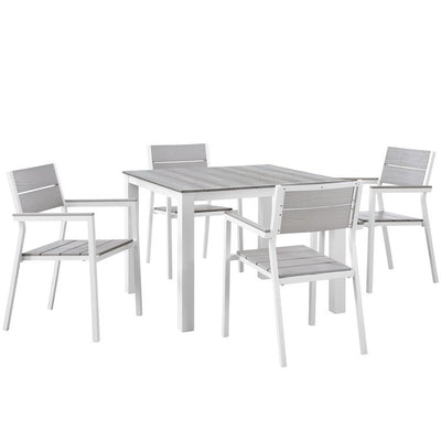 Product Image: EEI-1745-WHI-LGR-SET Outdoor/Patio Furniture/Patio Dining Sets