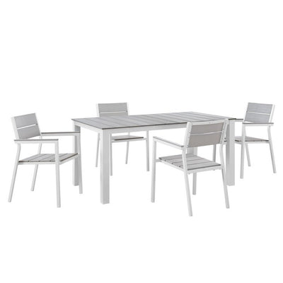 EEI-1747-WHI-LGR-SET Outdoor/Patio Furniture/Patio Dining Sets