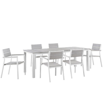 Product Image: EEI-1751-WHI-LGR-SET Outdoor/Patio Furniture/Patio Dining Sets