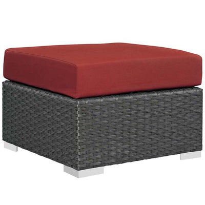 Product Image: EEI-1855-CHC-RED Outdoor/Patio Furniture/Outdoor Ottomans