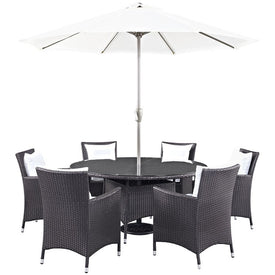 Convene Eight-Piece Outdoor Patio Dining Set with Umbrella