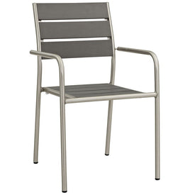 Shore Outdoor Patio Aluminum Dining Rounded Armchair