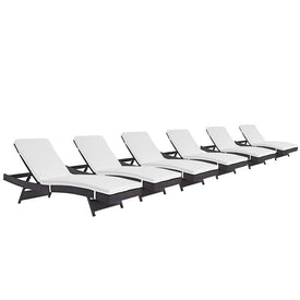 Convene Outdoor Patio Chaise Lounge Chairs Set of 6