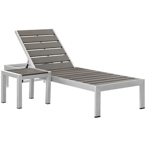 EEI-2465-SLV-GRY-SET Outdoor/Patio Furniture/Outdoor Chaise Lounges