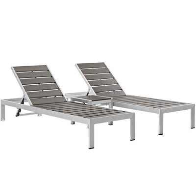 Product Image: EEI-2466-SLV-GRY-SET Outdoor/Patio Furniture/Outdoor Chaise Lounges