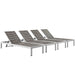 EEI-2468-SLV-GRY-SET Outdoor/Patio Furniture/Outdoor Chaise Lounges