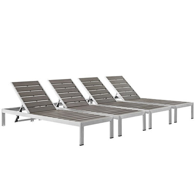 Product Image: EEI-2468-SLV-GRY-SET Outdoor/Patio Furniture/Outdoor Chaise Lounges