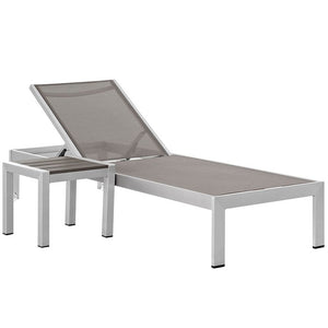 EEI-2470-SLV-GRY-SET Outdoor/Patio Furniture/Outdoor Chaise Lounges