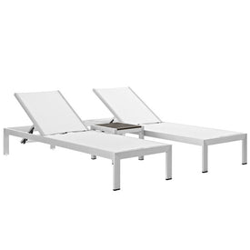 Shore Three-Piece Outdoor Patio Aluminum Chaise Lounge Set