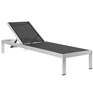 EEI-2472-SLV-BLK-SET Outdoor/Patio Furniture/Outdoor Chaise Lounges