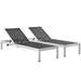 EEI-2472-SLV-BLK-SET Outdoor/Patio Furniture/Outdoor Chaise Lounges