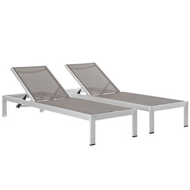 Shore Outdoor Patio Aluminum Chaise Lounge Chairs Set of 2