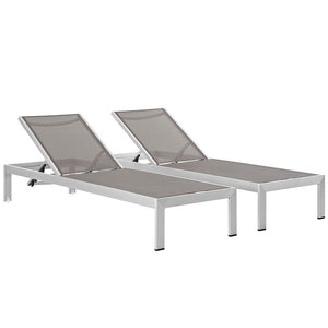 EEI-2472-SLV-GRY-SET Outdoor/Patio Furniture/Outdoor Chaise Lounges