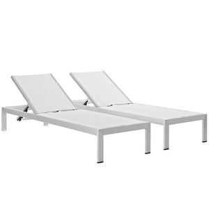 EEI-2472-SLV-WHI-SET Outdoor/Patio Furniture/Outdoor Chaise Lounges