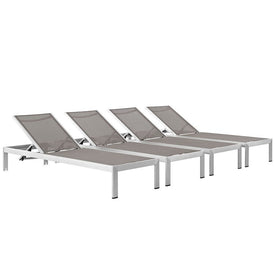 Shore Outdoor Patio Aluminum Chaise Lounge Chairs Set of 4