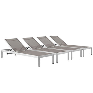 EEI-2473-SLV-GRY-SET Outdoor/Patio Furniture/Outdoor Chaise Lounges