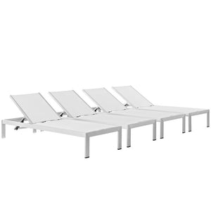 EEI-2473-SLV-WHI-SET Outdoor/Patio Furniture/Outdoor Chaise Lounges